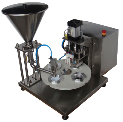 Rotary Type Food Manual Heat Seal PP PET Cup Calippo Ice Cream Filler Sealer Plastic Packaging Machine